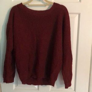 Maroon waffle knit sweater